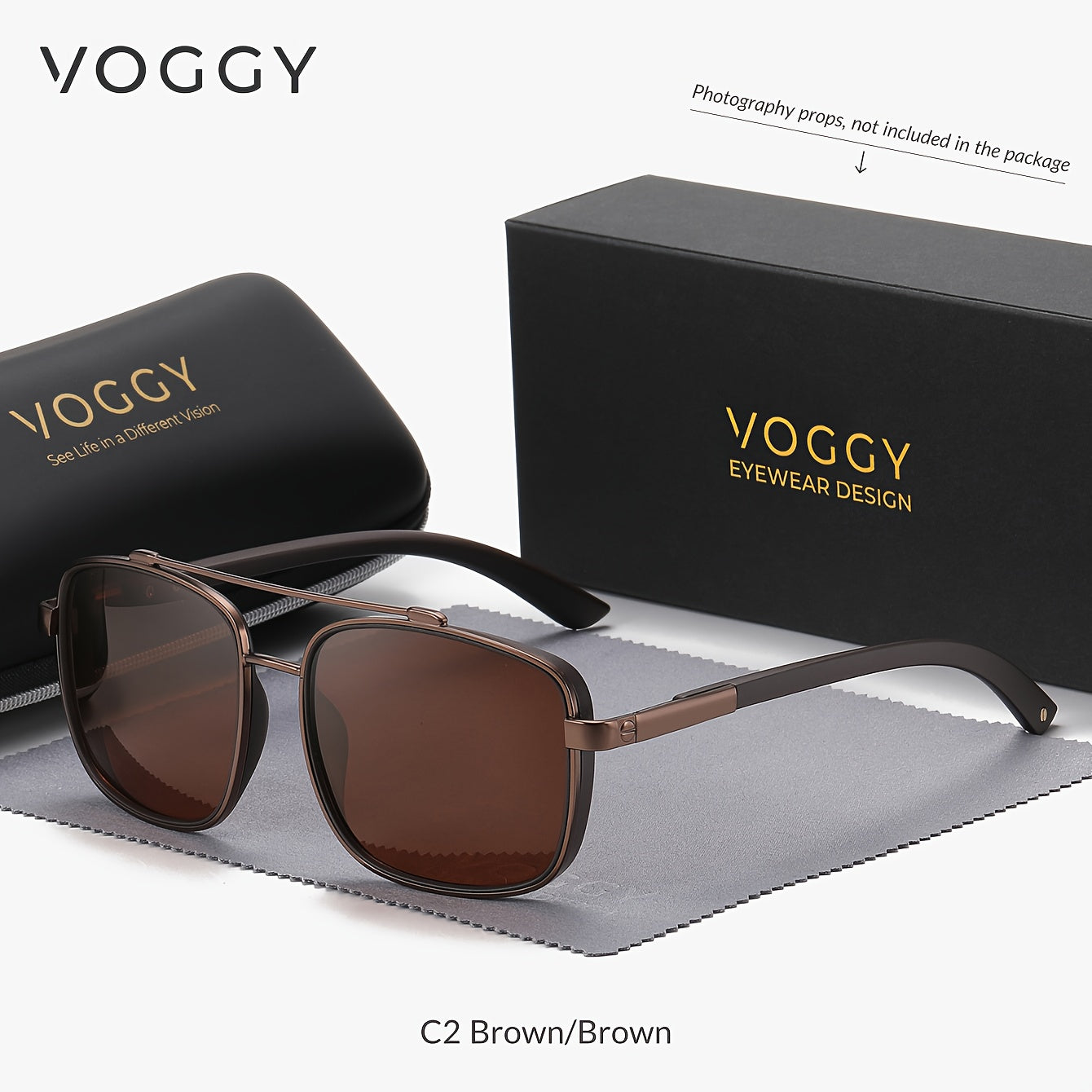 VOGGY Fashion Simple Retro Pilot Metal TR90 UV Protection Polarized Glasses, Men And Women Driving Outdoor Riding Fishing Holiday Party Decoration Props Gifts