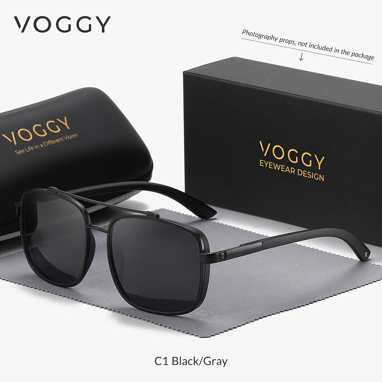 VOGGY Fashion Simple Retro Pilot Metal TR90 UV Protection Polarized Glasses, Men And Women Driving Outdoor Riding Fishing Holiday Party Decoration Props Gifts