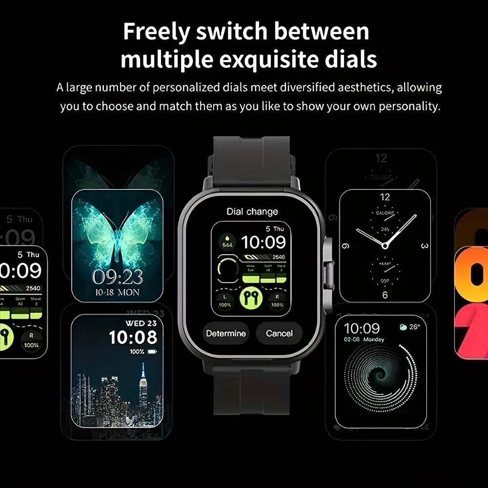 1pc GREENPORT 2-in-1 Smartwatch And Wireless Earbuds, Sports Activity Monitor with HD Display, Multiple Workout Modes, Rechargeable Polymer Battery, Silicone Strap, Date, Stopwatch, Weather Function, Rectangular Dial, for And