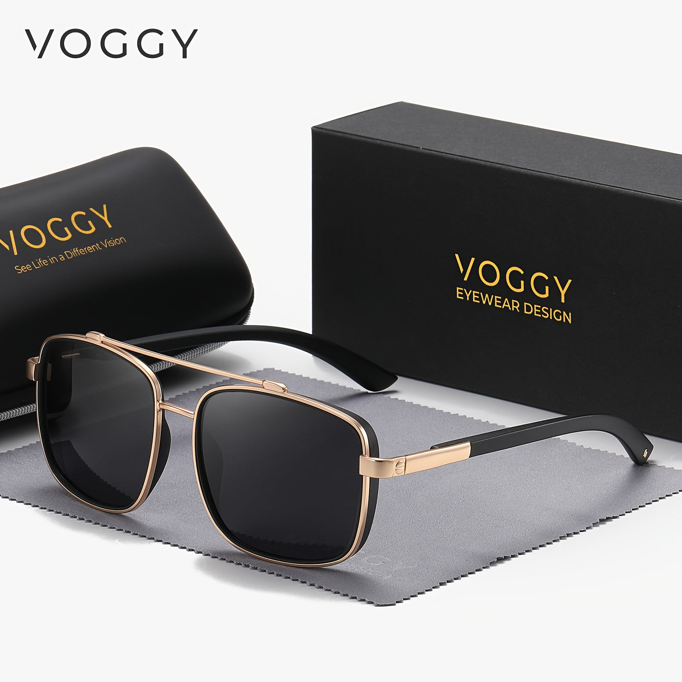 VOGGY Fashion Simple Retro Pilot Metal TR90 UV Protection Polarized Glasses, Men And Women Driving Outdoor Riding Fishing Holiday Party Decoration Props Gifts