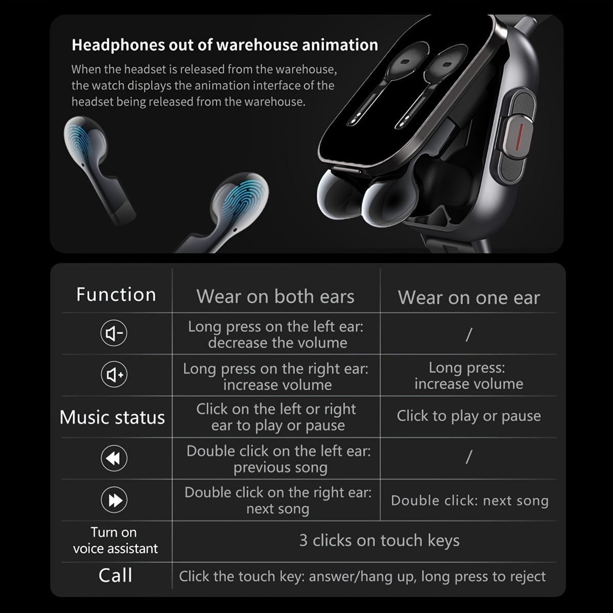 1pc GREENPORT 2-in-1 Smartwatch And Wireless Earbuds, Sports Activity Monitor with HD Display, Multiple Workout Modes, Rechargeable Polymer Battery, Silicone Strap, Date, Stopwatch, Weather Function, Rectangular Dial, for And