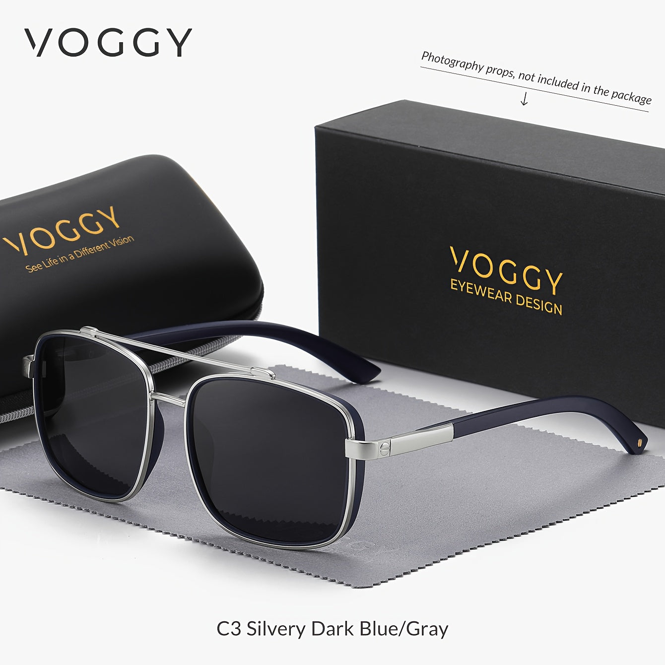VOGGY Fashion Simple Retro Pilot Metal TR90 UV Protection Polarized Glasses, Men And Women Driving Outdoor Riding Fishing Holiday Party Decoration Props Gifts