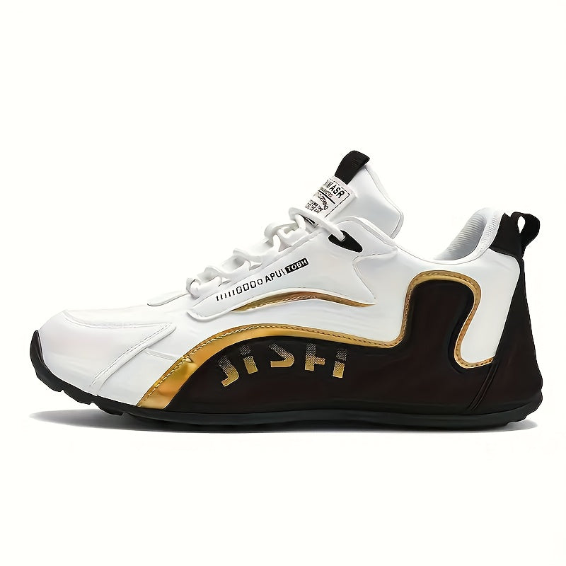 [Breathable Training Shoes] MAINALUN Men's Breathable Training Shoes - 1 Pair Lightweight Sneakers with Cushioned PVC Sole | Lace-Up Gym Shoes for Running, Workout, Everyday - All-Season Performance in Black/White - Large Siz