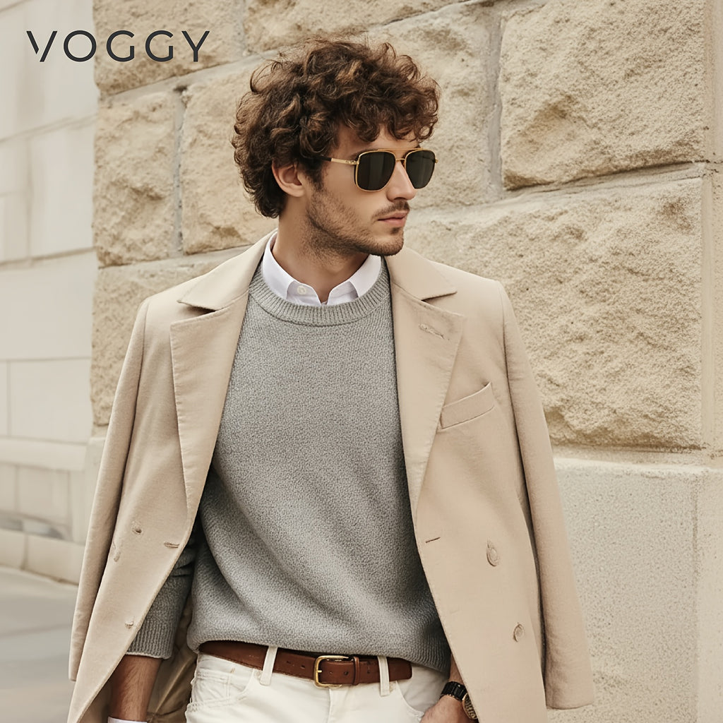 VOGGY Fashion Simple Retro Pilot Metal TR90 UV Protection Polarized Glasses, Men And Women Driving Outdoor Riding Fishing Holiday Party Decoration Props Gifts